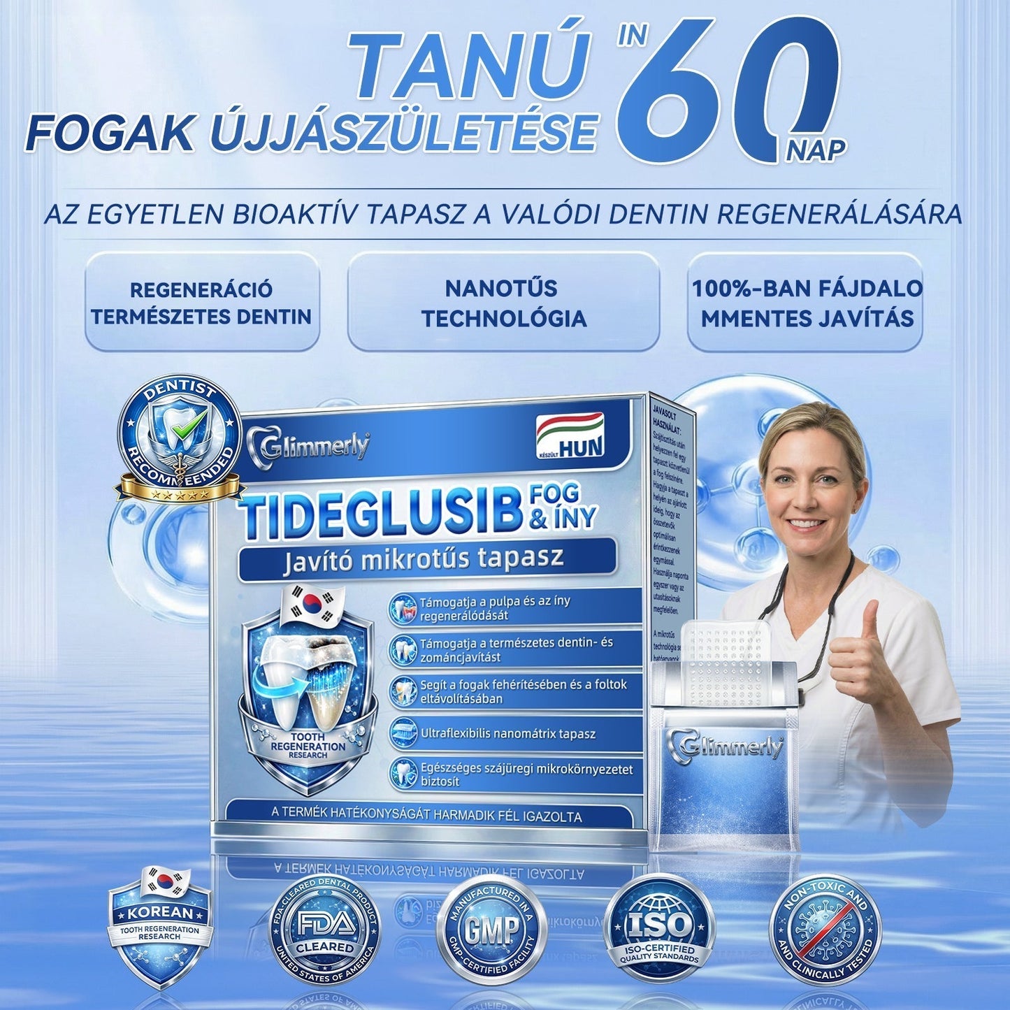 🦷🦷CleraNaure® Tideglusib Fog & íny Javító mikrotűs tapasz | Fejlett őssejt-aktiváló fogcsíkok (újjáépíti a fogzománcot és a dentint • erősíti az ínyt • megszünteti a fogkövet és a szagokat • megállítja a fogérzékenységet)3.0🦷