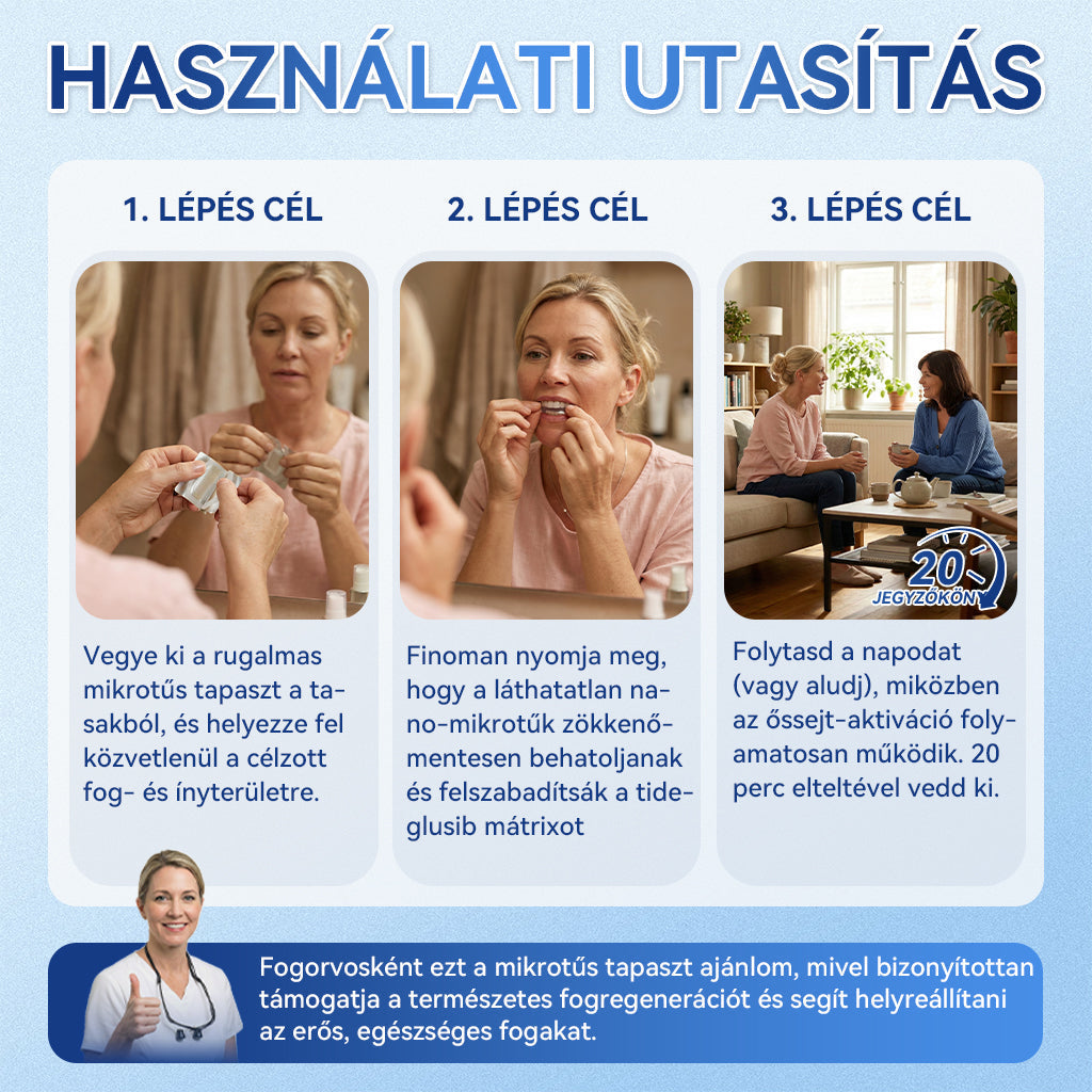 🦷🦷CleraNaure® Tideglusib Fog & íny Javító mikrotűs tapasz | Fejlett őssejt-aktiváló fogcsíkok (újjáépíti a fogzománcot és a dentint • erősíti az ínyt • megszünteti a fogkövet és a szagokat • megállítja a fogérzékenységet)3.0🦷