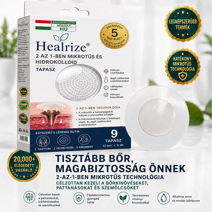 🎉🇭🇺 Healrize® 2 az 1-ben mikrotűs + hidrokolloid tapasz 🤩| Anyajegy, pattanás, lapos szemölcs és bőrkinövés ápolására | Ráncok, hegek és bőrhibák megjelenésének javítására | Láthatatlan tapasz arcra és testre