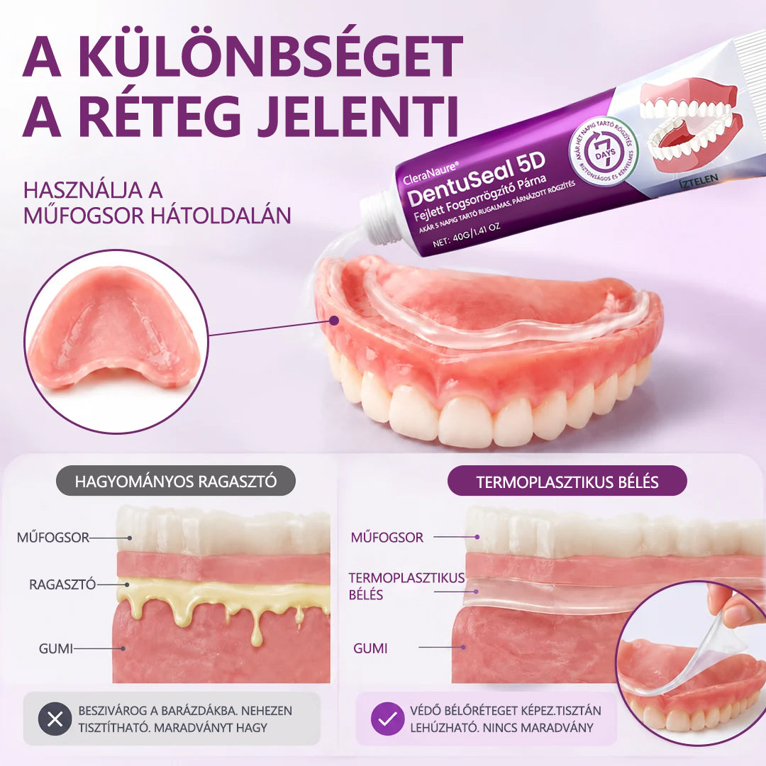CleraNaure® DentuSeal 5D fejlett műfogsorrögzítő és párnázó ragasztó💜